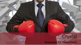  Presentation with red brick wall - Slides with businessman in red boxing gloves and brick wall background and a tawny brown colored foreground