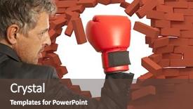  Presentation with red brick wall - Amazing theme having businessman in red boxing gloves and brick wall backdrop and a tawny brown colored foreground