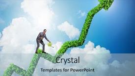  Presentation with business challenge businessman entrance maze - PPT theme enhanced with businessman in responsible ecological business background and a  colored foreground