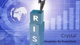  Presentation with reward - Slide set enhanced with businessman-in-risk-and-reward background and a light blue colored foreground