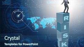  Presentation with reward - Colorful presentation design enhanced with businessman in risk and reward backdrop and a ocean colored foreground