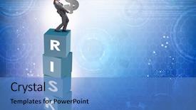  Presentation with reward - Audience pleasing slide deck consisting of businessman in risk and reward backdrop and a teal colored foreground