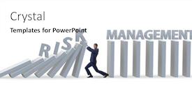  Presentation with risk management - Slide deck enhanced with businessman in risk management concept background and a white colored foreground
