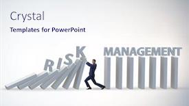  Presentation with risk management - Colorful presentation design enhanced with businessman in risk management concept backdrop and a sky blue colored foreground
