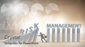  Presentation with risk management - PPT theme having businessman in risk management concept background and a soft green colored foreground