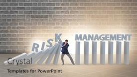  Presentation with risk management - PPT theme featuring businessman in risk management concept background and a mint green colored foreground
