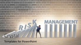  Presentation with risk management - Audience pleasing presentation design consisting of businessman in risk management concept backdrop and a mint green colored foreground