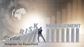  Presentation with risk management - Slide set featuring businessman-in-risk-management-concept background and a light gray colored foreground