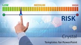  Presentation with risk management - Presentation design with businessman-in-risk-metering background and a light blue colored foreground