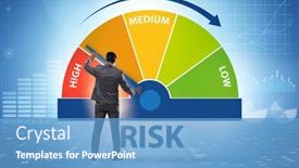  Presentation with risk management - Slide set having businessman-in-risk-metering background and a teal colored foreground