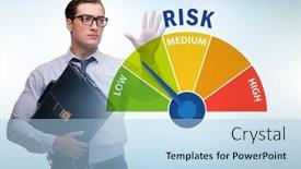  Presentation with risk management - Presentation theme featuring businessman-in-risk-metering background and a light blue colored foreground