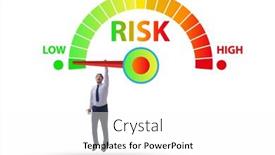  Presentation with risk management - Cool new slide set with businessman-in-risk-metering backdrop and a white colored foreground