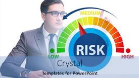  Presentation with risk management - Slide set with businessman-in-risk-metering background and a teal colored foreground