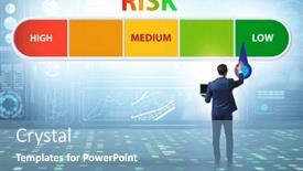  Presentation with risk management - Beautiful PPT theme featuring businessman-in-risk-metering backdrop and a light blue colored foreground