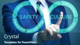  Presentation with culture - Presentation design enhanced with businessman-in-safety-culture-concept background and a navy blue colored foreground