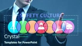  Presentation with culture - PPT theme featuring businessman-in-safety-culture-concept background and a navy blue colored foreground