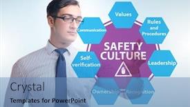  Presentation with culture - Audience pleasing presentation theme consisting of businessman-in-safety-culture-concept backdrop and a teal colored foreground