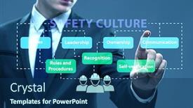  Presentation with culture - Beautiful presentation theme featuring businessman-in-safety-culture-concept backdrop and a ocean colored foreground