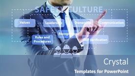  Presentation with culture - Theme having businessman-in-safety-culture-concept background and a ocean colored foreground