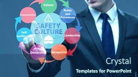  Presentation with culture - Beautiful presentation theme featuring businessman-in-safety-culture-concept backdrop and a navy blue colored foreground