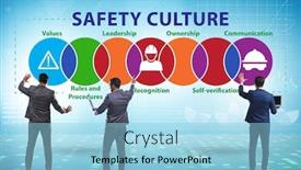  Presentation with culture - Colorful presentation theme enhanced with businessman-in-safety-culture-concept backdrop and a light blue colored foreground