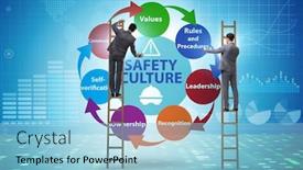  Presentation with culture - Presentation theme having businessman-in-safety-culture-concept background and a light blue colored foreground