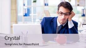  Presentation with salary - Audience pleasing presentation theme consisting of businessman in salary increase concept backdrop and a light gray colored foreground