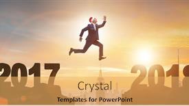  Presentation with jumping into the ocan - PPT layouts featuring businessman-in-santa-hat-jumping background and a yellow colored foreground