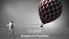  Presentation with balloon - PPT layouts featuring businessman in santa hat pulling balloon with rope background and a gray colored foreground