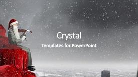  Presentation with beard - PPT theme with businessman in santa hat and beard playing violin background and a gray colored foreground