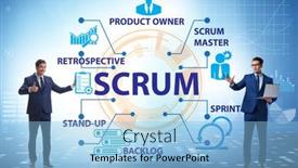  Presentation with scrum - Cool new slide set with businessman-in-scrum-agile-method backdrop and a light blue colored foreground