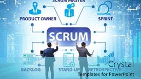  Presentation with scrum - Amazing presentation having businessman-in-scrum-agile-method backdrop and a light blue colored foreground
