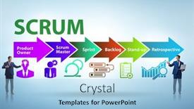  Presentation with scrum - Presentation theme with businessman-in-scrum-agile-method background and a light blue colored foreground