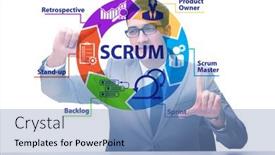  Presentation with scrum - Amazing presentation theme having businessman-in-scrum-agile-method backdrop and a teal colored foreground