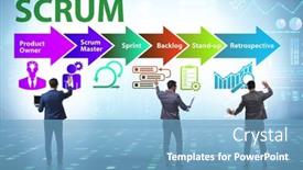  Presentation with scrum - Amazing slide set having businessman-in-scrum-agile-method backdrop and a teal colored foreground