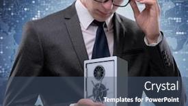  Presentation with safe - Amazing PPT layouts having businessman-in-security-concept backdrop and a ocean colored foreground