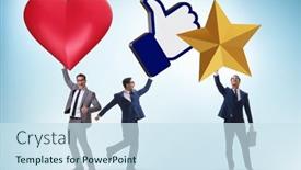  Presentation with engagement - Presentation theme featuring businessman-in-social-engagement-concept background and a sky blue colored foreground