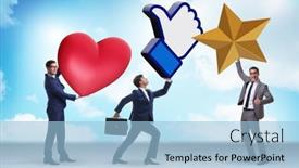  Presentation with engagement - Slide set enhanced with businessman-in-social-engagement-concept background and a light blue colored foreground