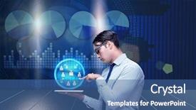  Presentation with social inequality concept - PPT layouts having businessman in social media concept background and a  colored foreground