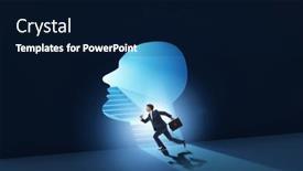  Presentation with personality concept - Theme having businessman-in-split-personality-concept background and a navy blue colored foreground