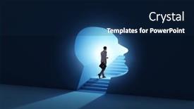 Presentation with personality concept - Slide set having businessman-in-split-personality-concept background and a navy blue colored foreground