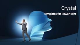  Presentation with personality concept - PPT layouts enhanced with businessman-in-split-personality-concept background and a navy blue colored foreground