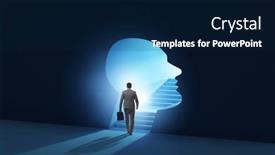  Presentation with personality concept - Slides enhanced with businessman-in-split-personality-concept background and a navy blue colored foreground