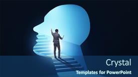  Presentation with personality concept - Presentation with businessman-in-split-personality-concept background and a ocean colored foreground