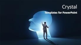  Presentation with personality concept - Slides enhanced with businessman-in-split-personality-concept background and a navy blue colored foreground