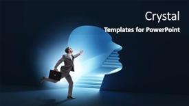  Presentation with personality concept - Slides having businessman-in-split-personality-concept background and a navy blue colored foreground