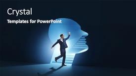  Presentation with personality concept - PPT theme featuring businessman-in-split-personality-concept background and a navy blue colored foreground