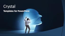  Presentation with personality concept - Presentation design with businessman-in-split-personality-concept background and a navy blue colored foreground