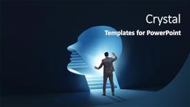  Presentation with personality concept - Presentation design consisting of businessman-in-split-personality-concept background and a navy blue colored foreground