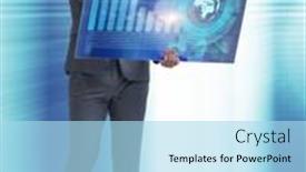  Presentation with stock trading - Presentation theme consisting of businessman-in-stock-exchange-trading background and a light blue colored foreground